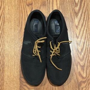 Polo by Ralph Lauren Black Canvas Sneakers with Gold Laces